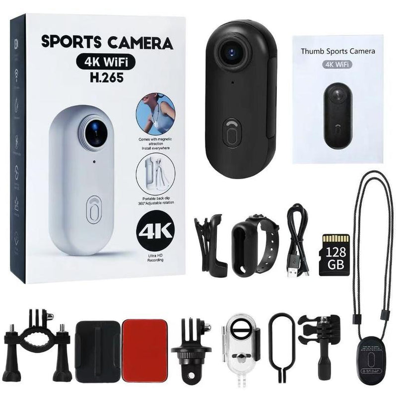 Alano HUB 4K EIS WATERPROOF SPORTS CAMERA - Magnetic Wearable 1080P Pet Riding Camera|128Gb Memory + Bluetooth|Ipx8 Shake Resistant Outdoor Camera(Traveling/Skiing/Vlogging)White Springtok