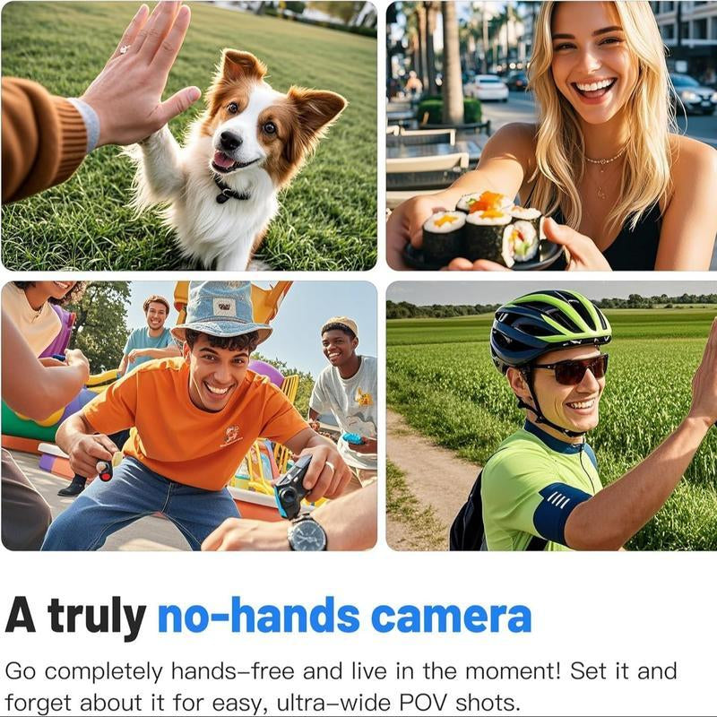 Alano HUB 4K EIS WATERPROOF SPORTS CAMERA - Magnetic Wearable 1080P Pet Riding Camera|128Gb Memory + Bluetooth|Ipx8 Shake Resistant Outdoor Camera(Traveling/Skiing/Vlogging)White Springtok